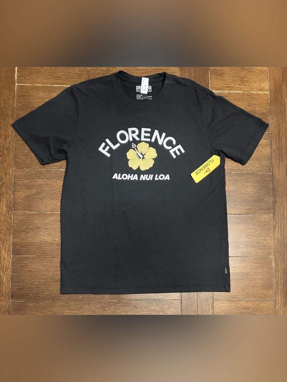 Florence Marine X Hawaii Aloha Hibiscus Cotton T-Shirt Graphic Men's Sz S Black